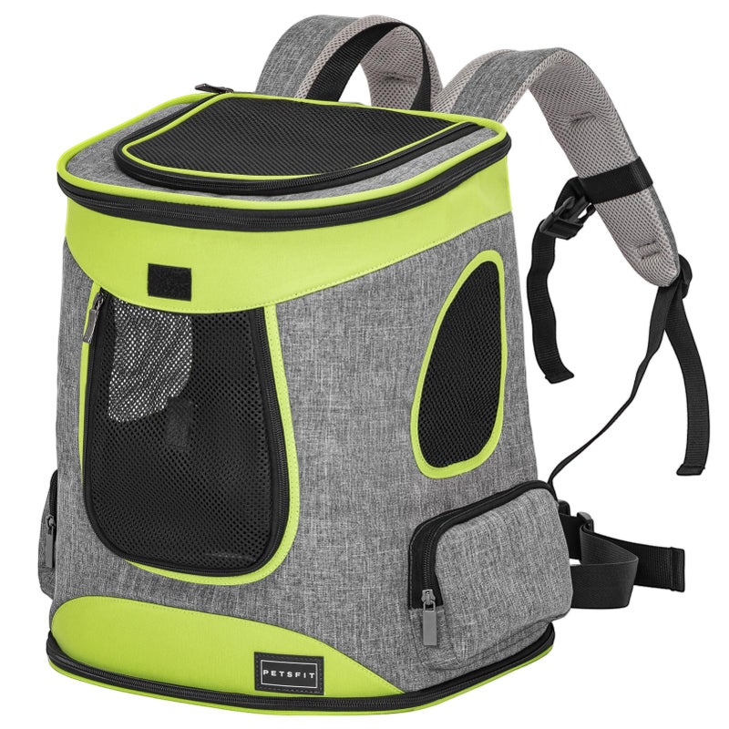 Petsfit Pet Backpack Carrier Easy-Fit Dog Travel Backpack Carrier for Hiking Walking Cycling Suitable for Small Medium Dogs Cats and Rabbits up to 22 Pounds, Green - Image 1